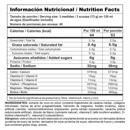 collagen stack tabla nutricional nutramerican pharma big