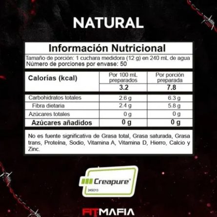 legend creatina monohidrato tabla nutricional