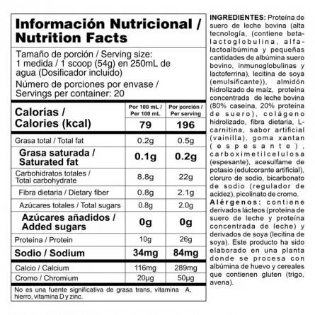 tabla nutricional biprolite nutramerican pharma big
