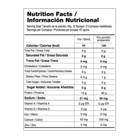 tabla nutricional isolate gourmet 5lb cookies and cream vitanas