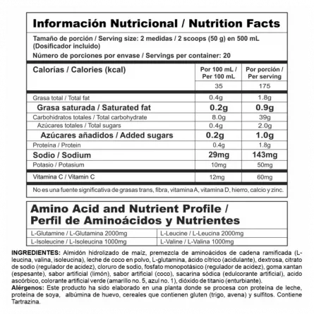 tabla nutricional mega carbs limonada coco nutramerican pharma big