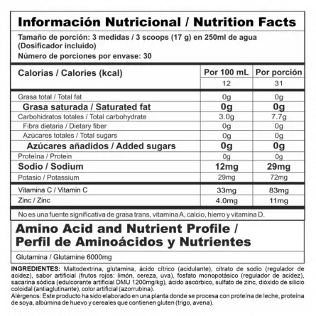 tabla nutricional glutastack nutramerican pharma big