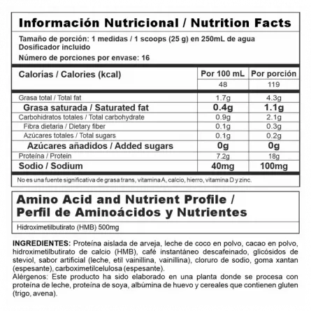 tabla nutricional nutravegan nutramerican pharma big
